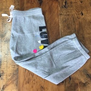 PINK Cropped Sweat Pants Gray